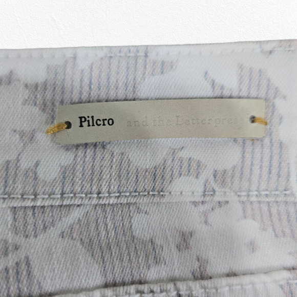 Pilcro and the Letterpress Gray Floral Cropped Straight Leg Pants Size 32 - Picture 12 of 14